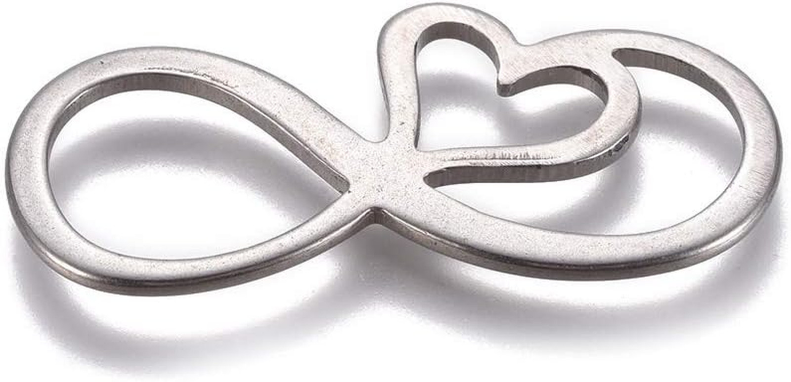 2Pcs Infinity with Heart Links Stainless Steel Link Charm Hollow Linking Pendant