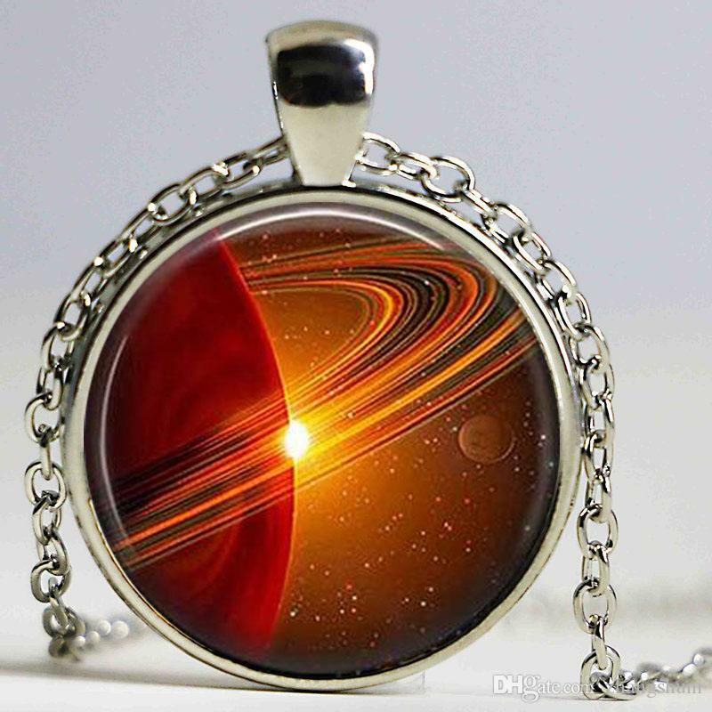 MOON SUN GALAXY STARRY UNIVERSE ORBIT pendant 20″ Necklace Sterling Silver 925