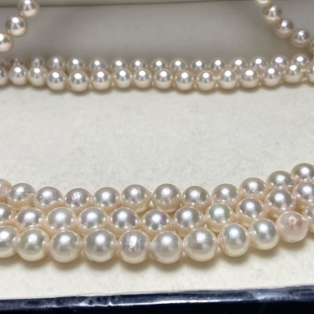 AKOYA PEARL LONG NECKLACE 6.5 7.0MM REAL PEARL WHITE 925 SILVER CLASP 120CM JP