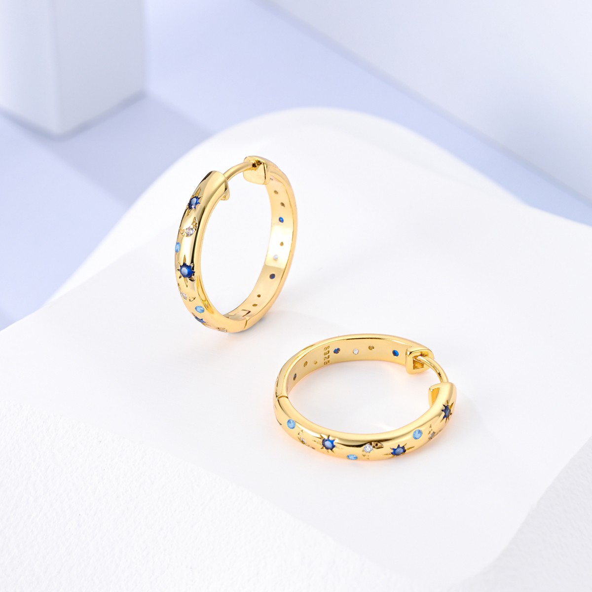 LAZA Original Starry Night 925 Silver Hoop Earrings Women Jewelry