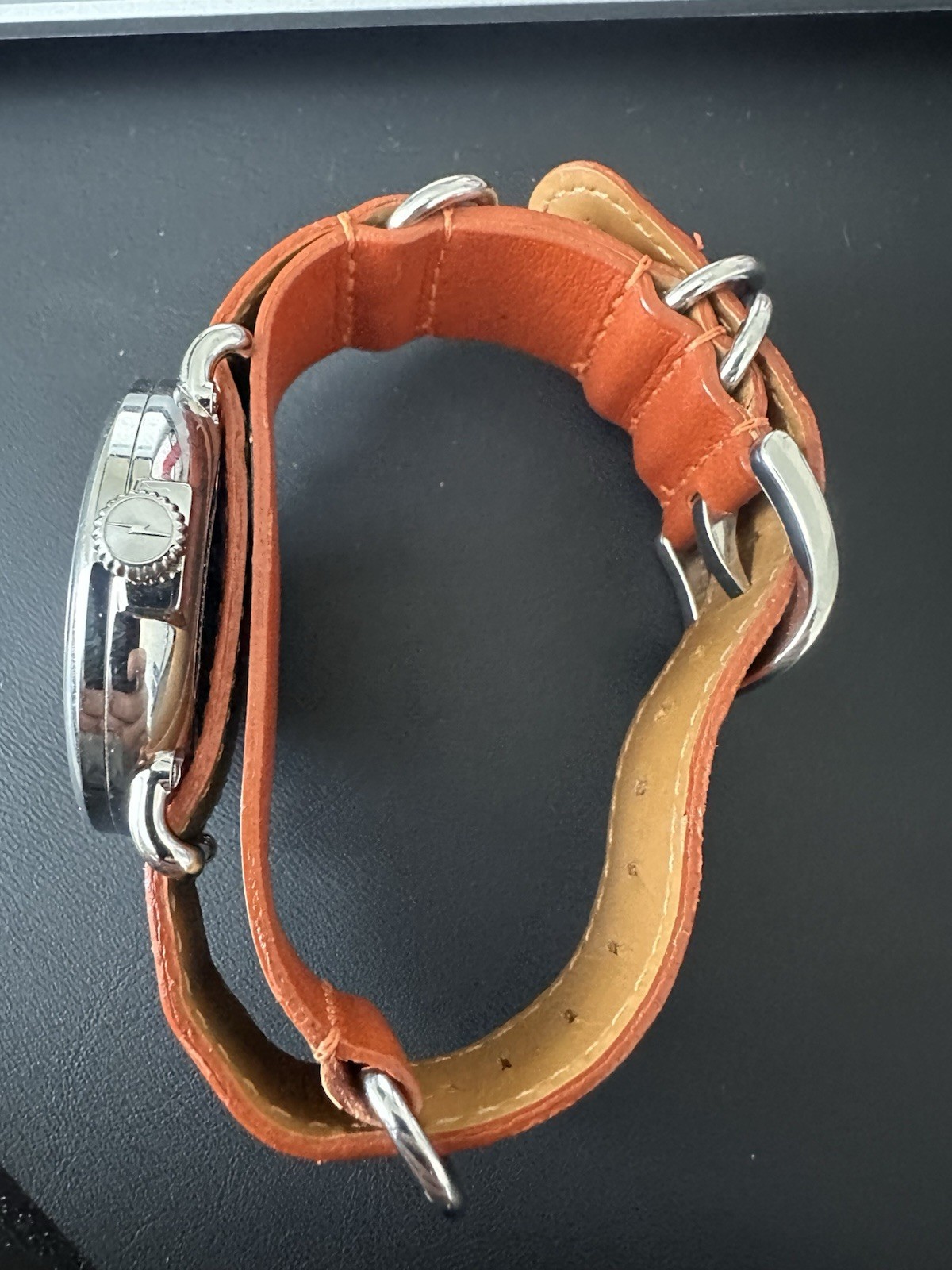 Shinola Runwell Argonite 1069 47mm Men’s Watch Cream Dial Orange Leather Detroit