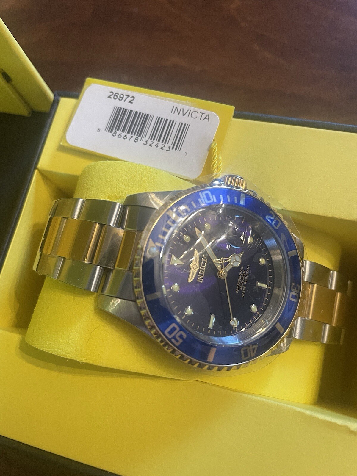 Invicta Pro Diver 26972 Blue Dial Two Tone Stainless Steel Wrist Watch for Men