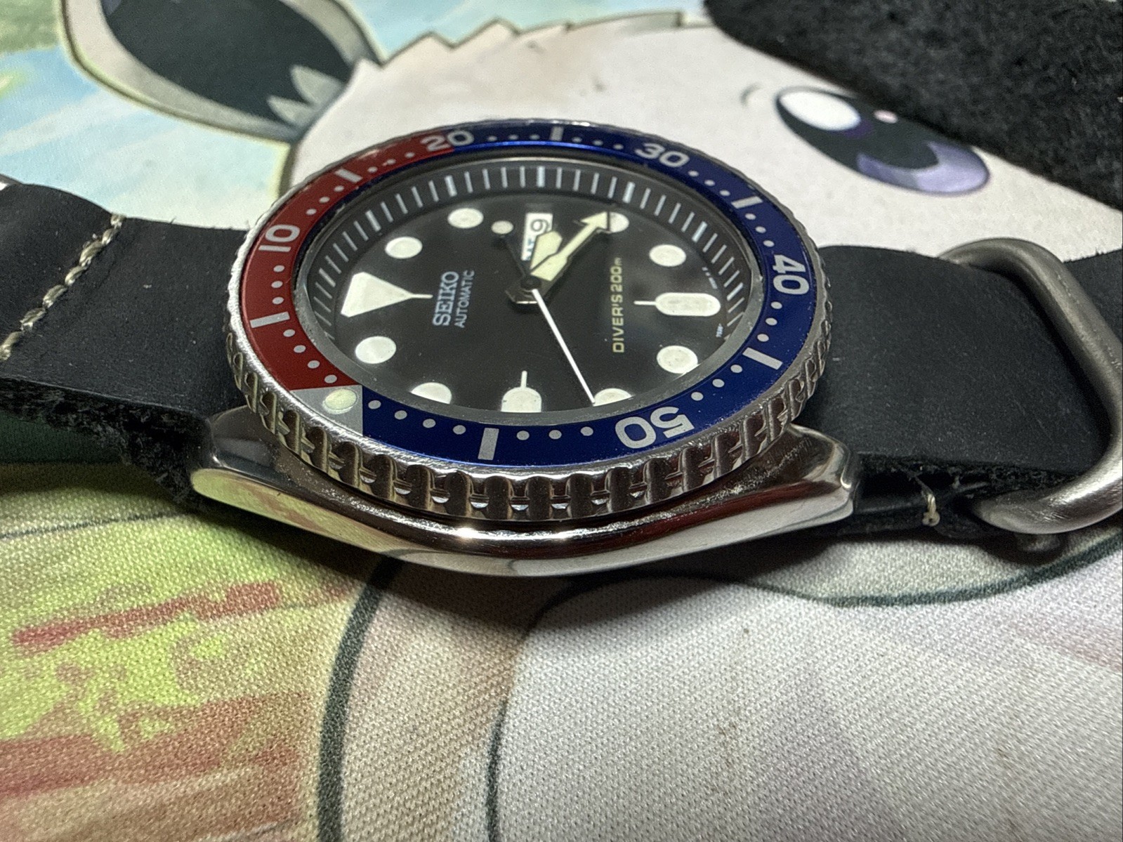 Seiko skx-007 Automatic Diver’s 200m Black Dial Day/Date Steel Watch Pepsi ￼MOD