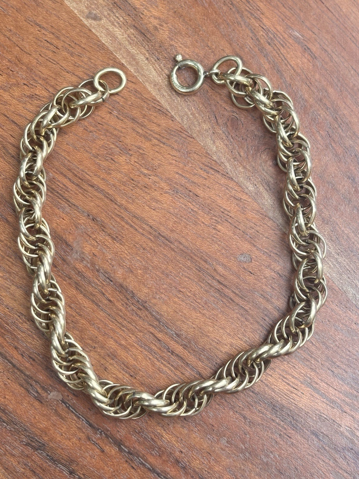 Vintage 12K Gold Filled Rope Chain Bracelet 1/20 GF Twisted Link 7.5”