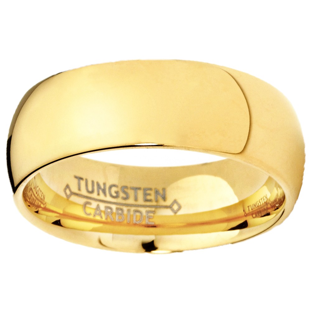 7MM 18K Goldtone Plated Dome Tungsten Ring Wedding Band Sizes 6 to 13