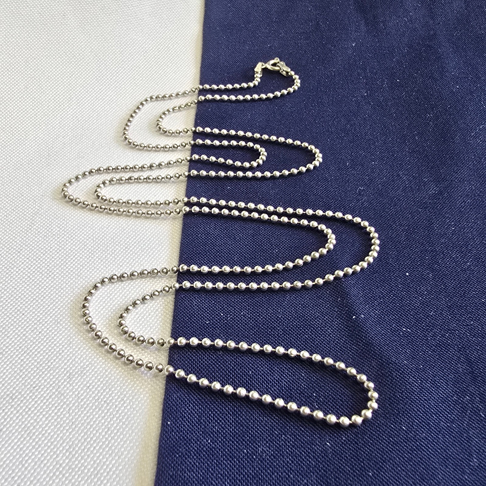 Sterling Silver Necklace 7.71g Fine Jewelry 30″ Ball Chain Spring Ring
