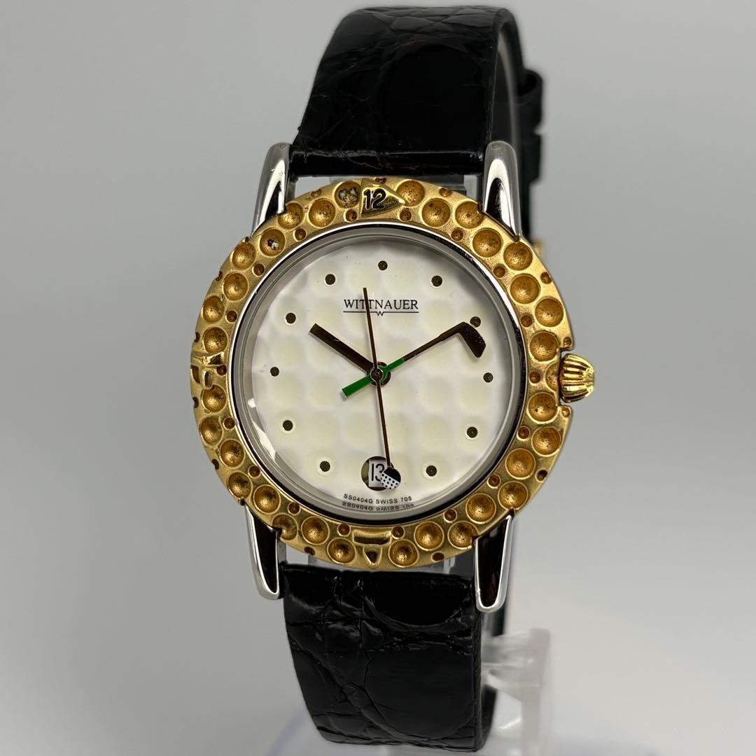 Rare WITTNAUER 1980s Quartz Watch Golf Club Hands Dimple Dial New Battery Tested