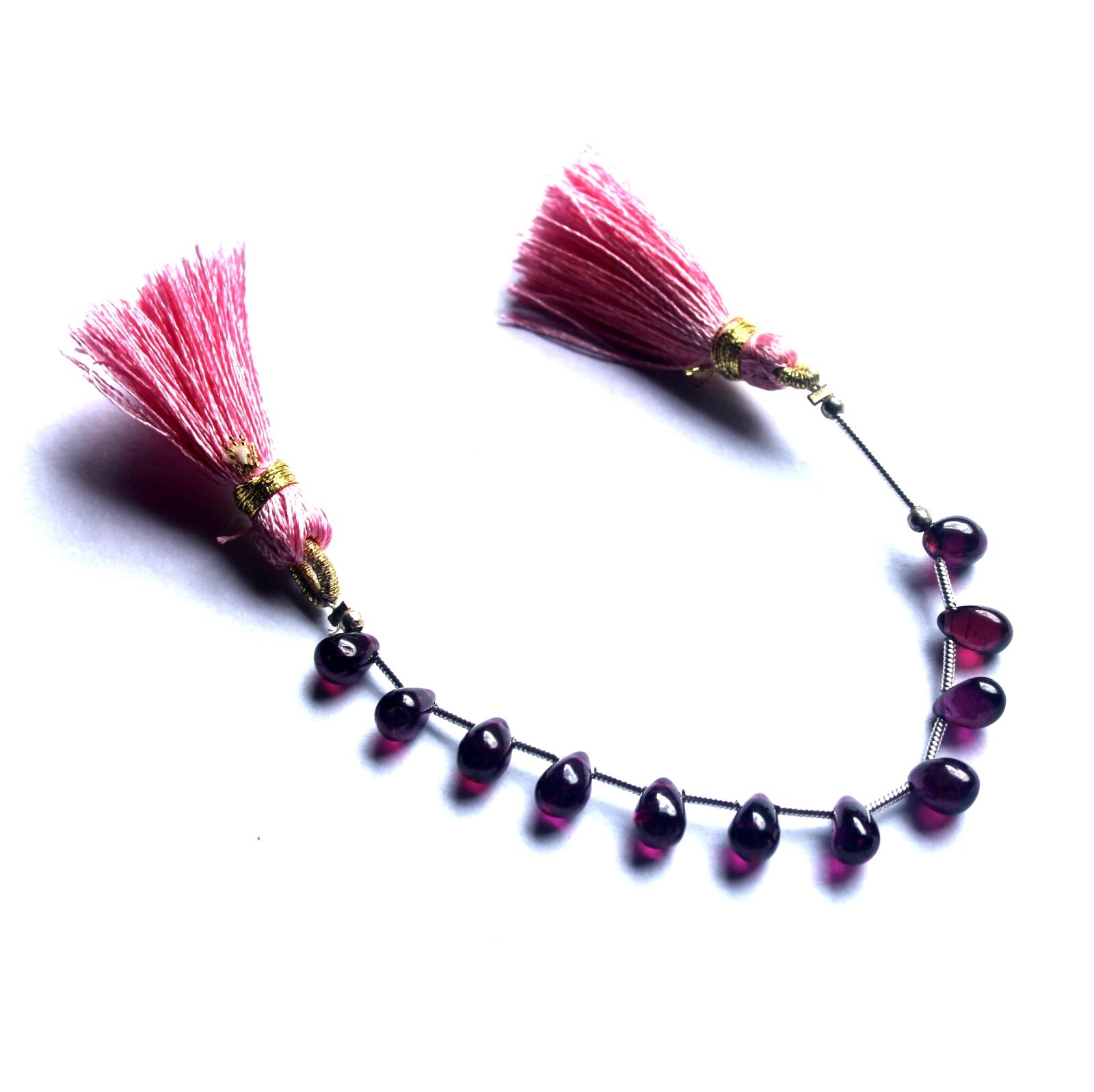 5×7-5×7.5 MM Natural Purple Pink Rhodolite Garnet Smooth Drops 4 Inch Beads