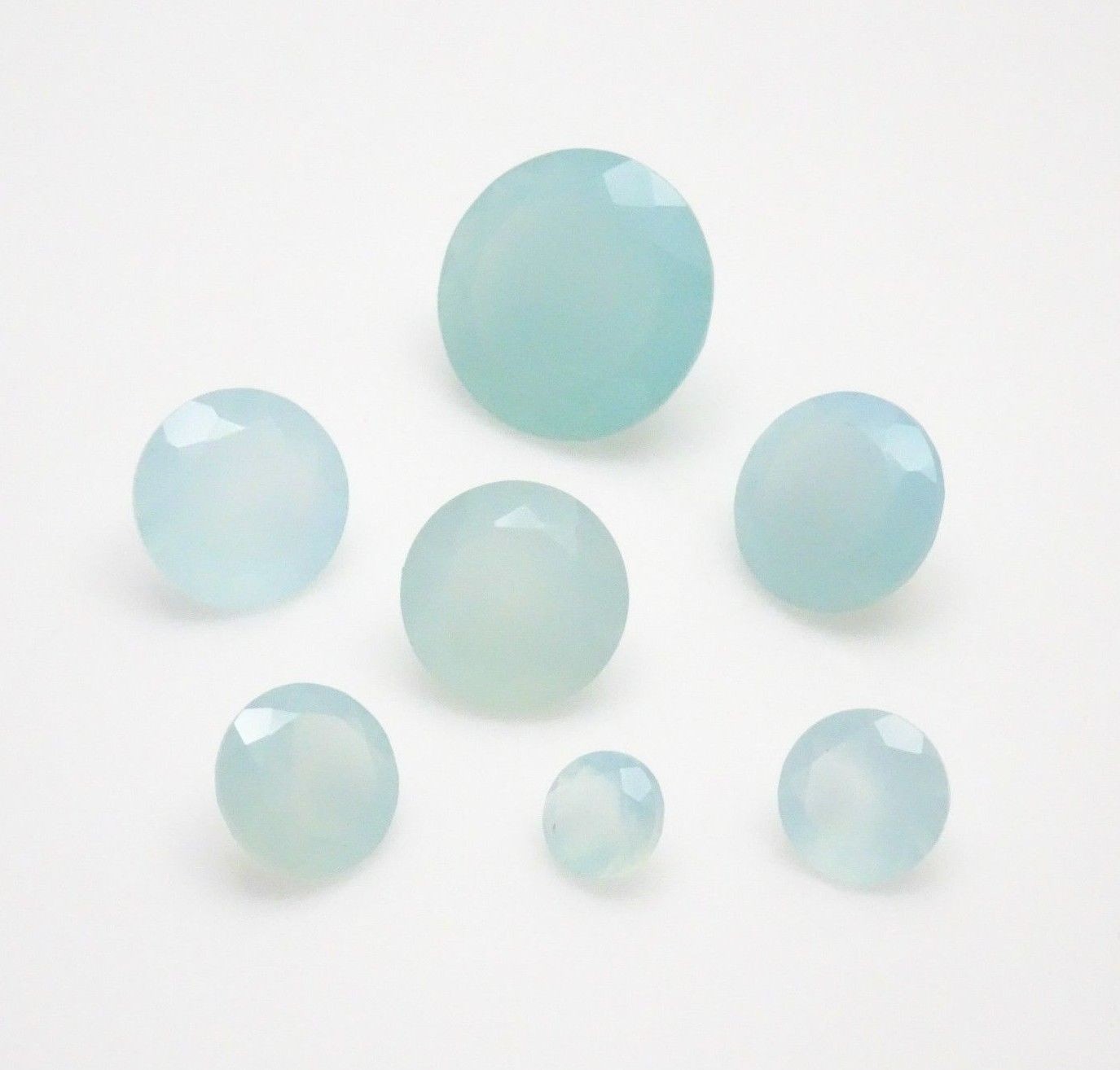 25.0CTW Mixed Parcel Blue Chalcedony – Round Mixed MM Chalcedony Gemstones