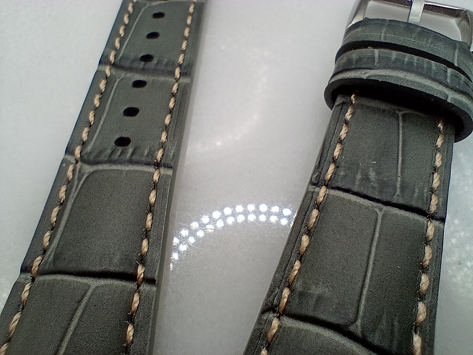 New 20mm Geckota Watchgecko Alligator Grain Calf Leather Grey Watch Strap 6B148