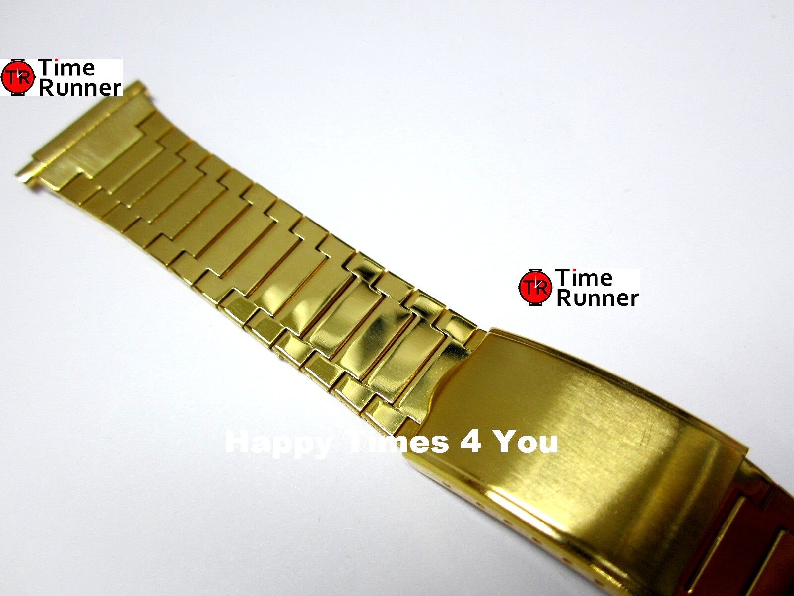 16mm 17mm 18mm 19mm 20mm 21mm 22mm Gloss Gold Tone Mens Watch Band Bracelet