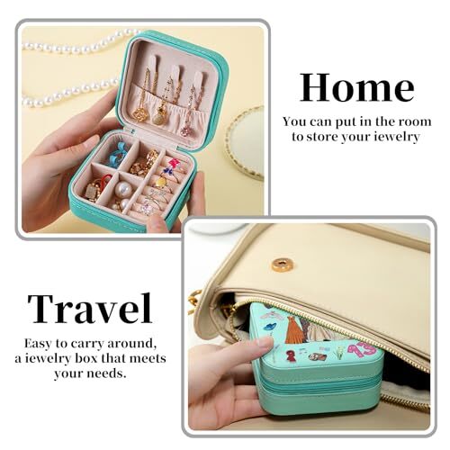 Small Jewelry Box Birthday Gift for Girl,Cute Small Halloween Travel Blue