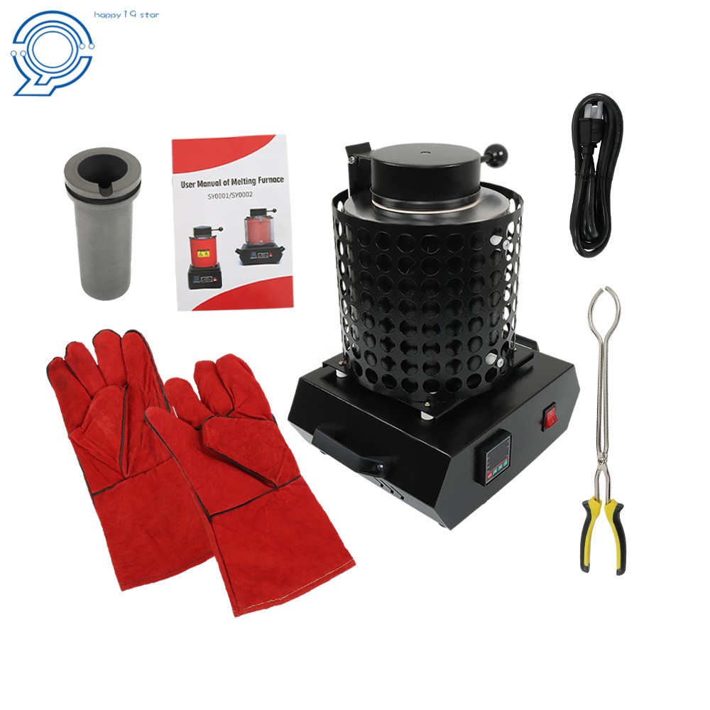 Black 3KG Gold Melting Furnace Digital Electric Melting Furnace 1400W For Mental