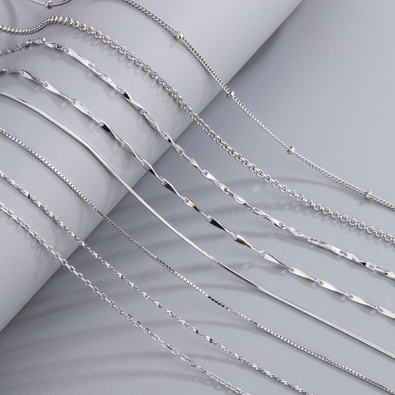 1pc 925 Silver 1MM Box Chain Necklace For Pendant Women Men Jewelry Wholesale