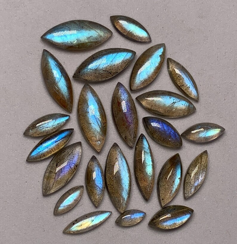 AAAAA Excellent Labradorite Lot Marquise Shape Cabochon Blue Fire 4×10-8×18 MM
