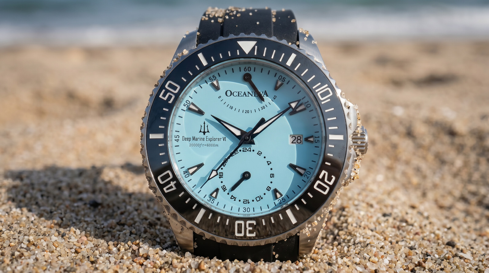 Oceaneva Power Reserve 6000m Grade 5 Titanium Automatic Light Blue