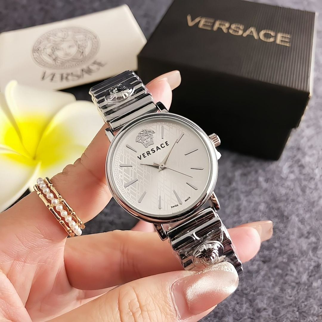 Timeless Versace 32mm Quartz Watch with Alloy Wristband and Box
