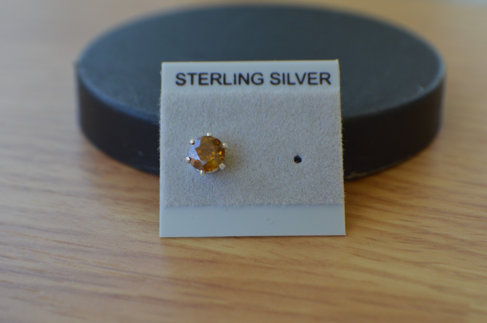 SINGLE EARRING One 0.82ct Honey Orange Sphalerite Solitaire Sterling Silver 5mm