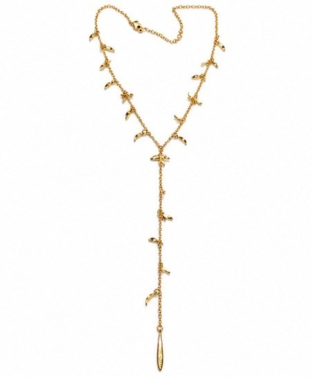 Avon Long Y Petal Necklace Gold Color New In Original Box Fast Shipping