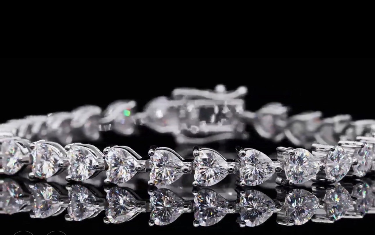 16 CTW Natural Moissanite Heart Bracelet VVS1 D Clarity