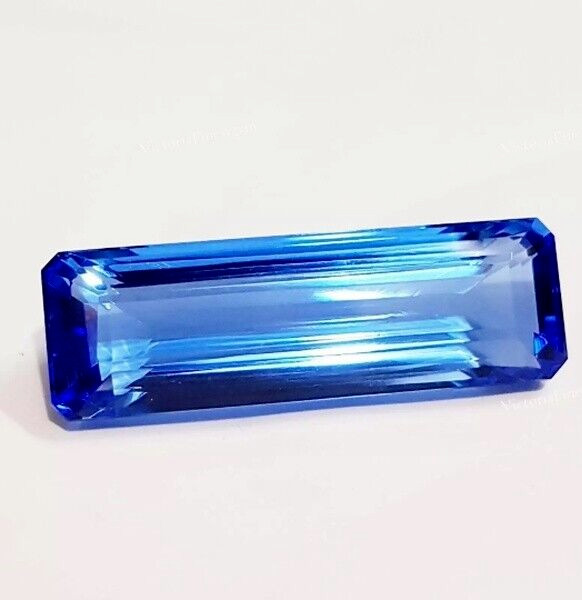 80.85 Ct Blue Topaz Loose Gemstone Baguette Shape Natural GIE Certified