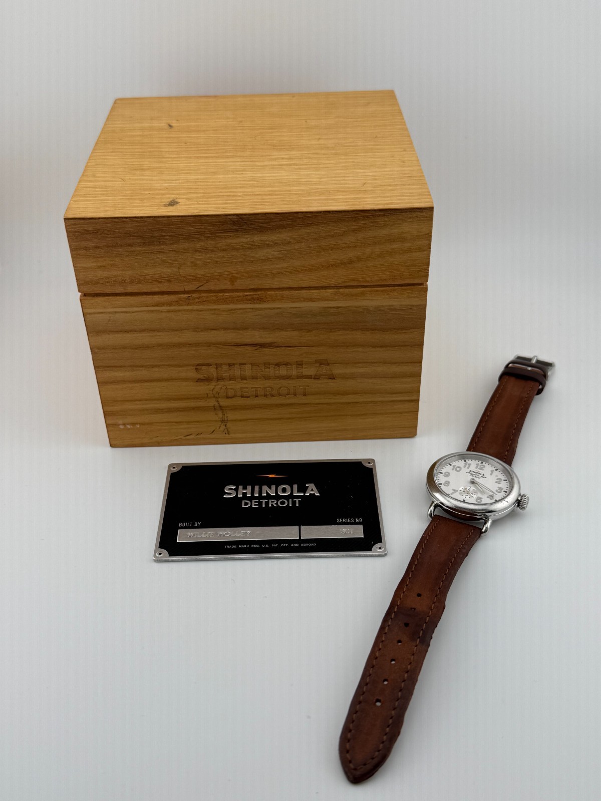 Shinola Argonite-1069 Detroit Wristwatch Brown Leather Strap Subdial Box 36mm