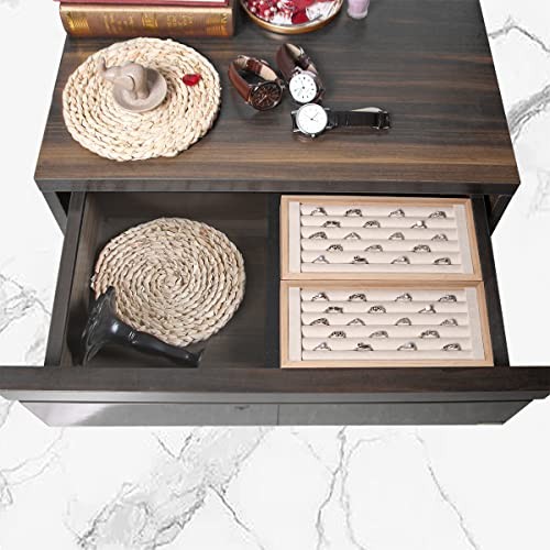 Bamboo Ring Holder,Ring Display Stand,Jewelry Organizer Stand for Rings Beige