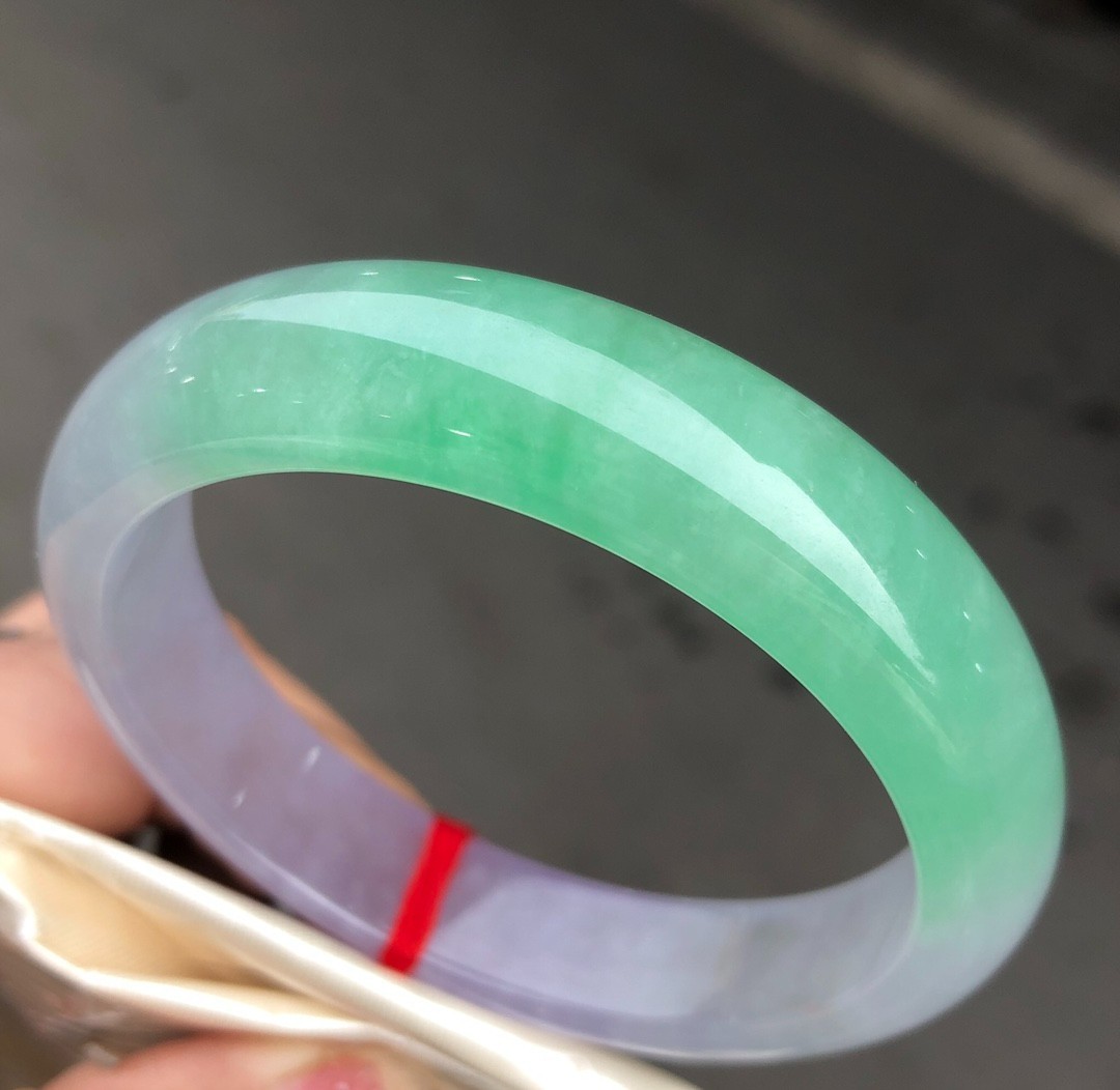 Natural ice Green &Purple Burmese Jade Jadeite bracelets bangle 57mm