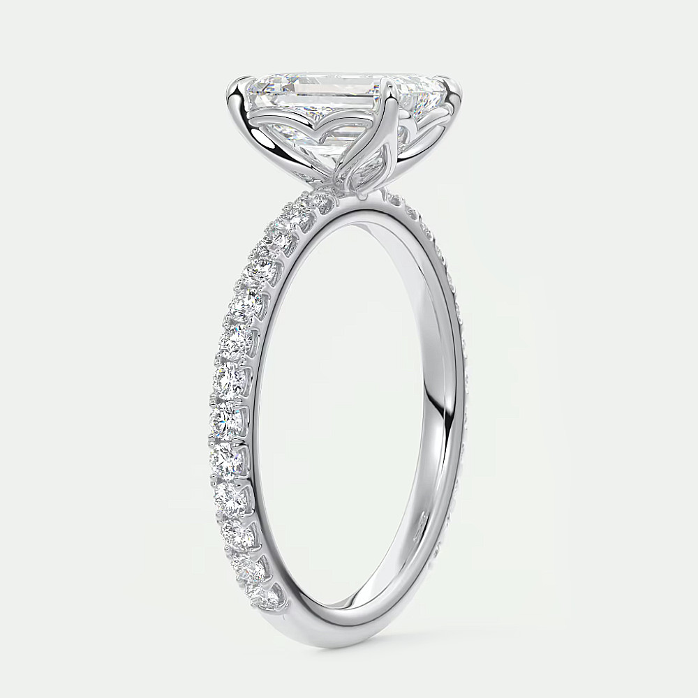 950 Platinum Wedding Ring IGI Lab Grown 2.50 Ct Emerald Cut Diamond Size 6 7 7.5