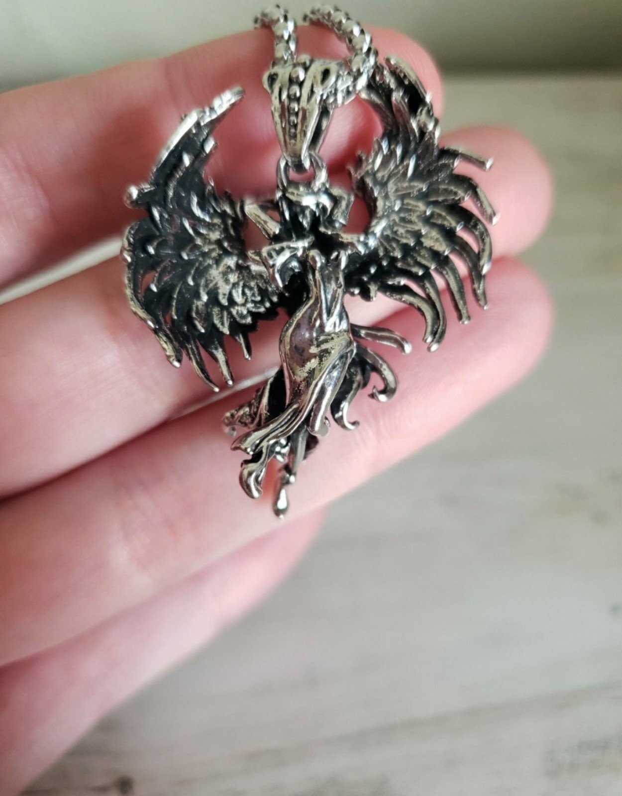 Angel necklace goth love lore jewelry gothic gift men women love cool mystical