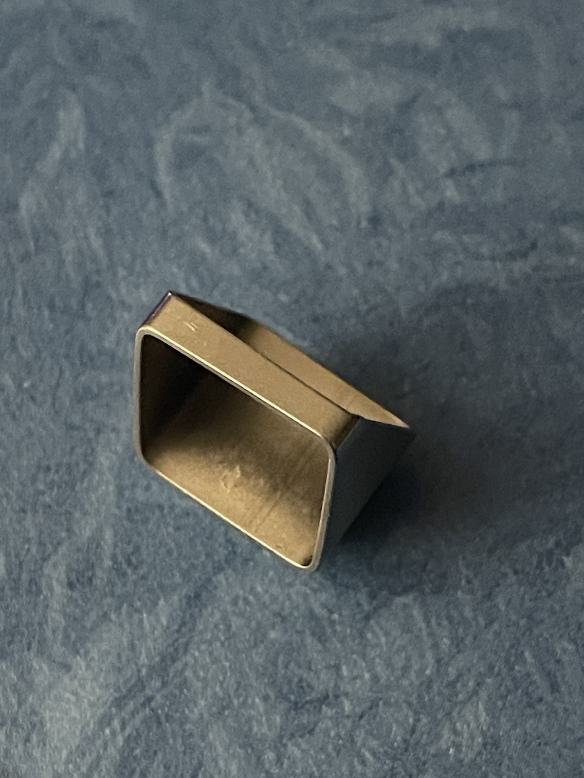 MCM Vintage Metal And Enamel Art Deco Ring With Square Band Size 4.5 Unique