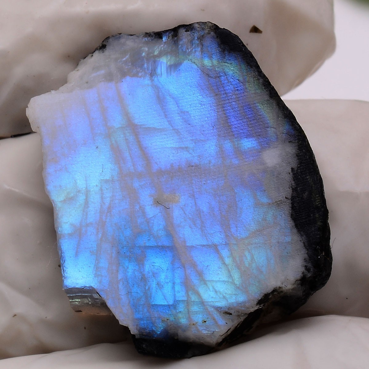 Blue Aurora~ Set Of 4 Pcs Natural Moonstone 25mm-29mm Rough Slabs Gemstones Lot