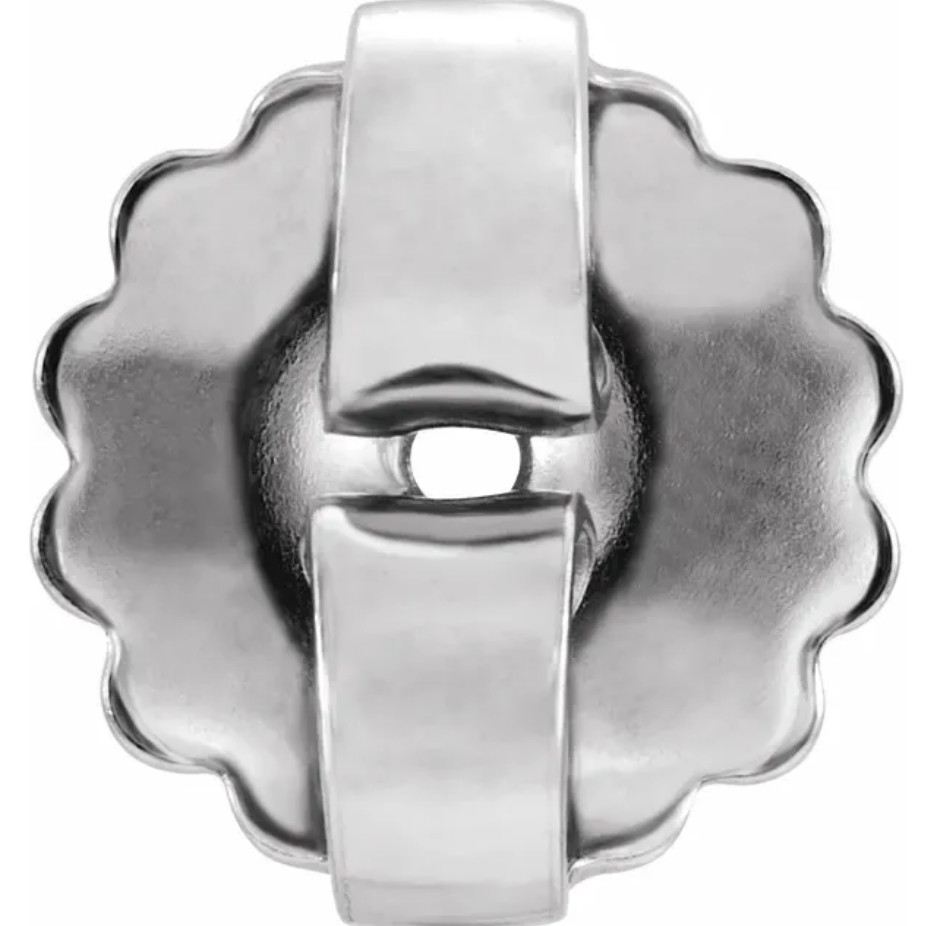 PAIR 9.5mm EXTRA Heavy 14k PALLADIUM White Gold Earring Friction Push backs Nuts
