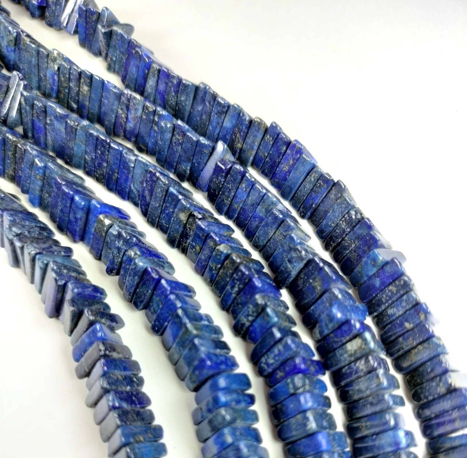 Unique 4 x 10mm Triangle Lapis Lazuli Beads Blue Center-Drilled 16″ Strand