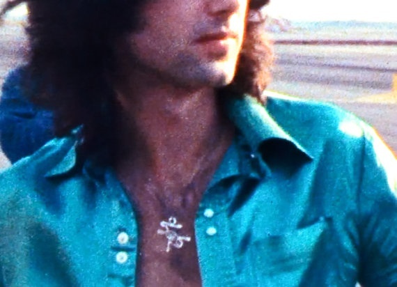 MJG STERLING SILVER EYE OF HORUS PENDANT. LAB AQUAMARINE. JIMMY PAGE. ZEPPELIN