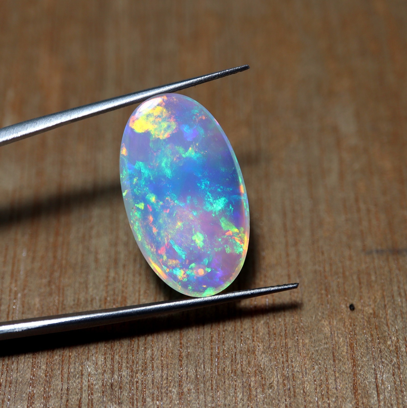 9.2Cts Natural AAA Rainbow Fire Welo Ethiopian Opal Oval Cabochon 24.7×14.5 MM
