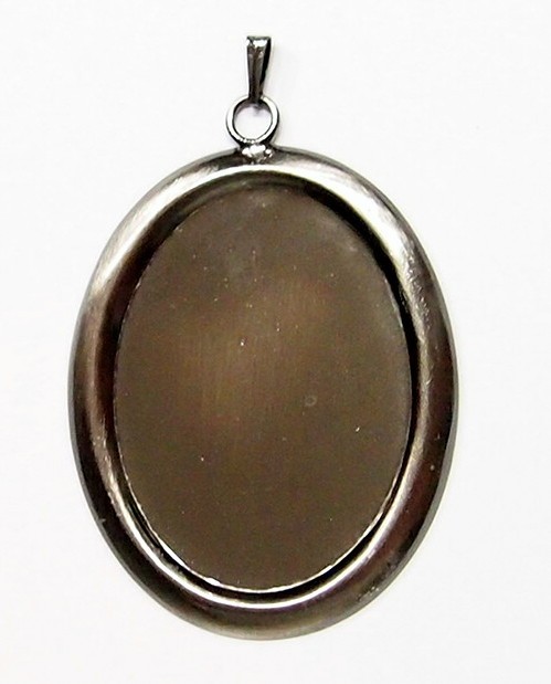 4 Antique Silver 40x30mm Victorian Art Deco Simple Thick Band Pendant Settings