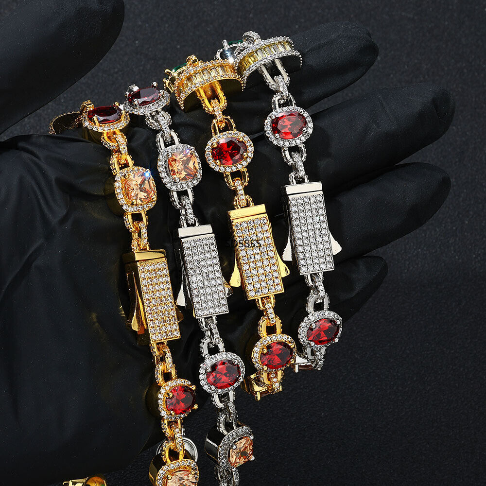 Jewelry Men Women Gift Hip Hop Tennis Chain Necklaces Bracelet Colorful