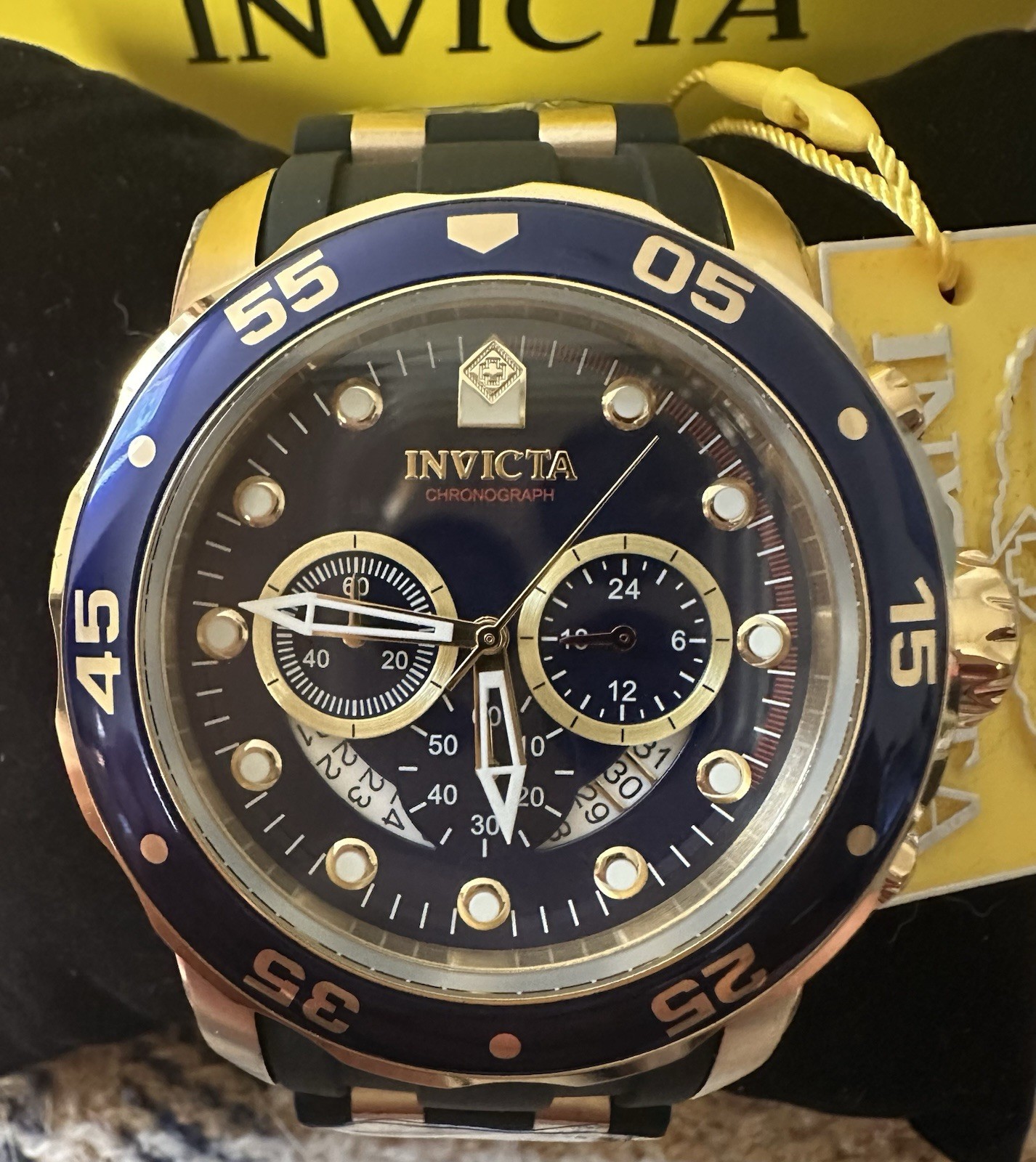 Invicta Men’s Watch Pro Diver Scuba Chronograph Blue Dial Two Tone Strap 6983