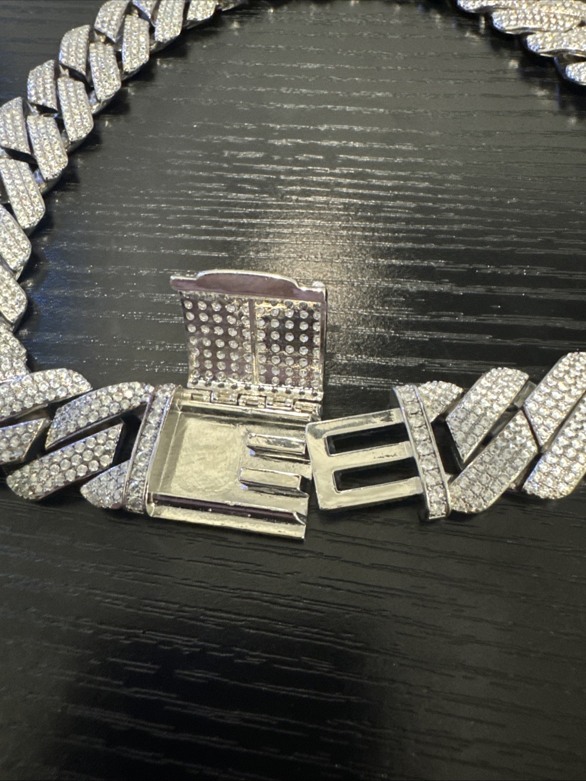 Cuban Link Chain Necklace Iced MOISSANITE Out 925 Silver Plated, 24 Inch , 20mm