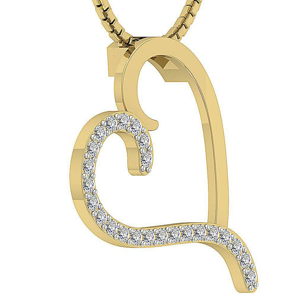 SI1 G Heart Pendant 0.50 Ct Round Diamond Prong Set 14K Gold 1.00 Inch Prong Set