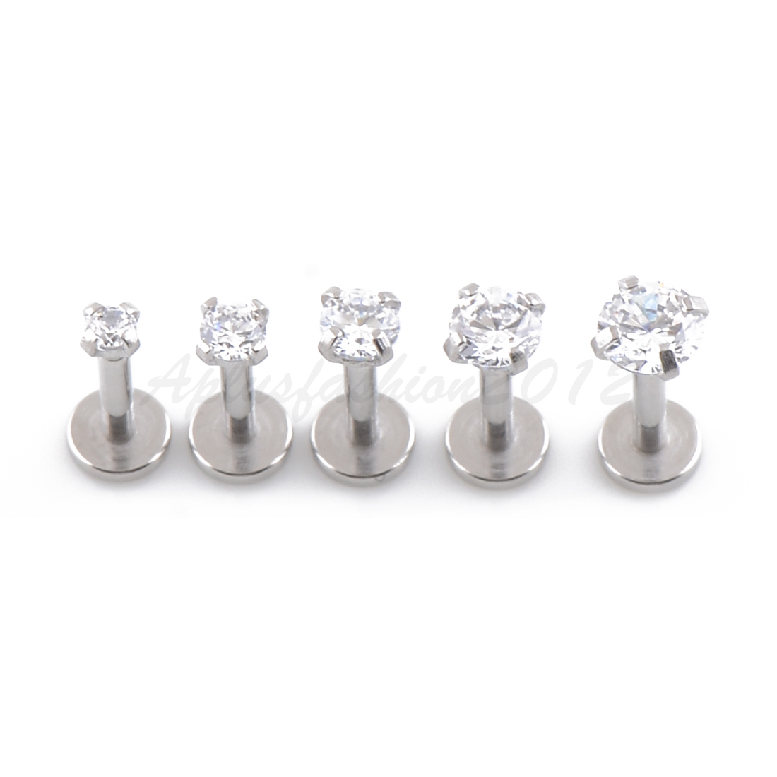 18g 16g 1/4″ 2,2.5,3,3.5,4mm Prong Set Clear Crystal Tragus Triple Forward Helix