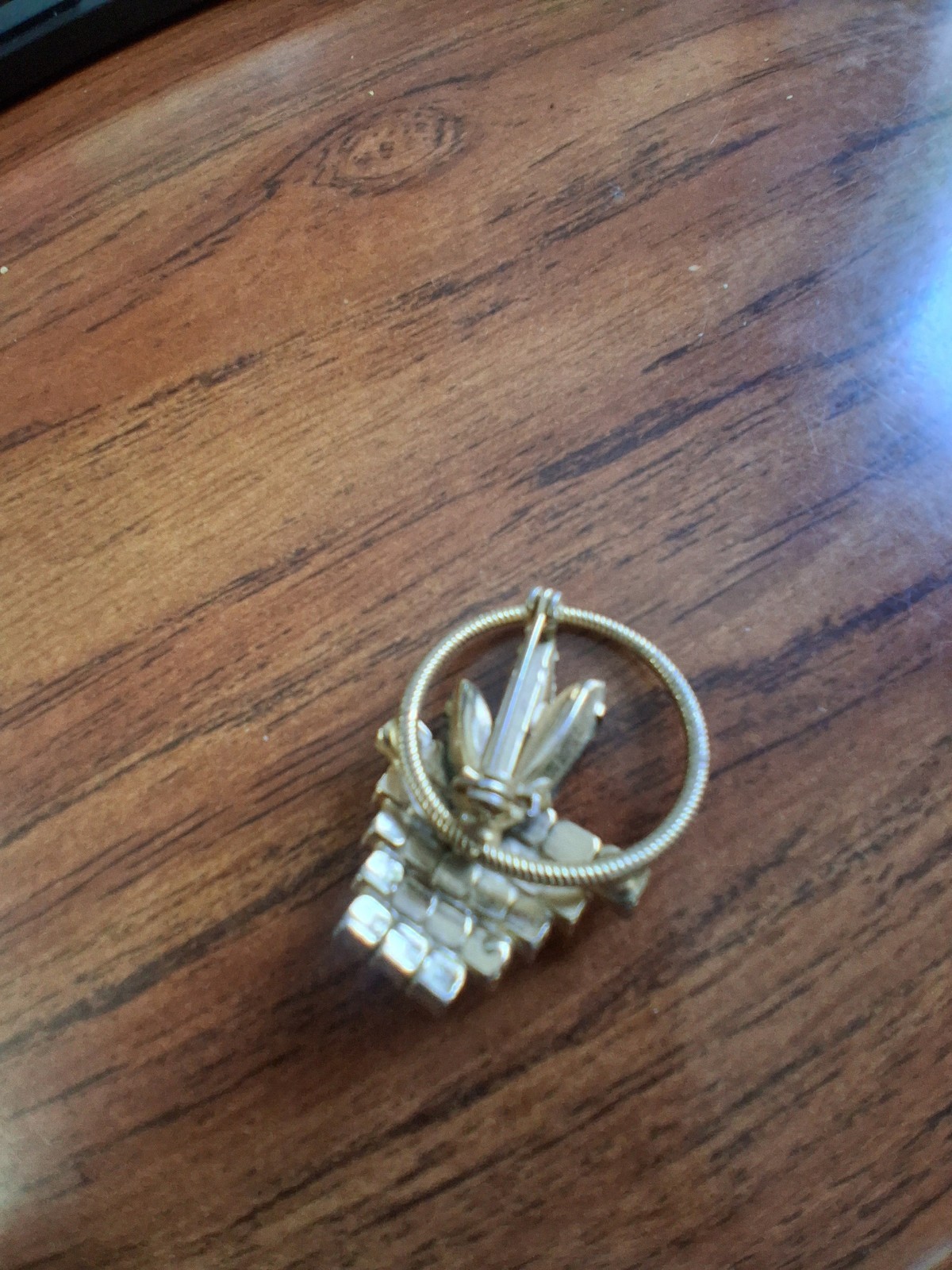 Vintage Mid Century Rhinestone Flower Basket Broach 60 + Years