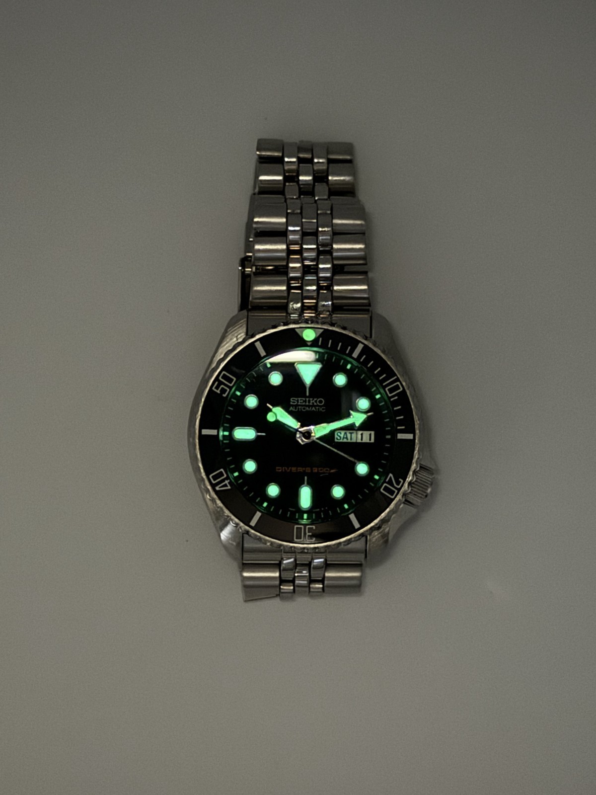 [Exc+5] SEIKO SKX007 7S26-0020 Black Boy Automatic Diver Vintage Men Watch 16.5c