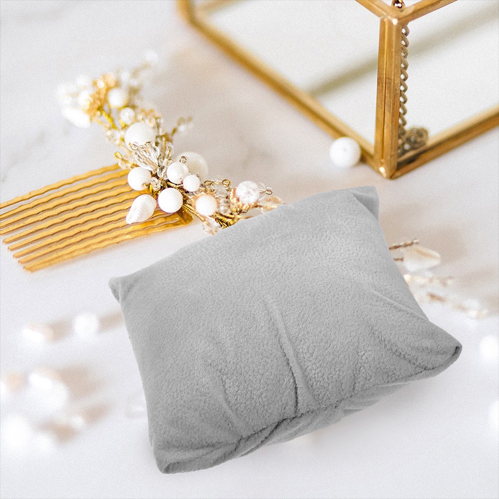 5Pcs Cloth Bracelet Pillows for Jewelry Display Grey Soft Watch Cushion