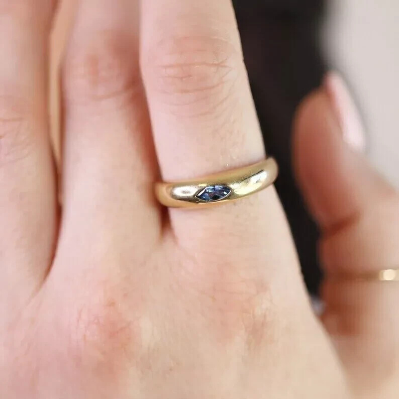 London Blue Topaz Gemstone Ring Yellow Gold Plated Silver Wedding Gift Ring