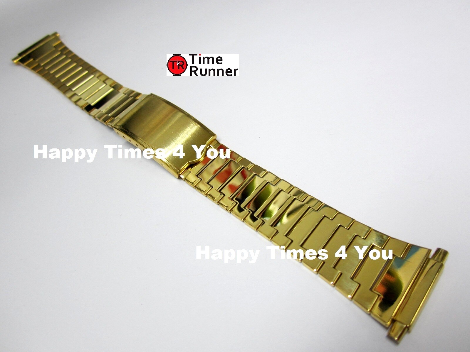 16mm 17mm 18mm 19mm 20mm 21mm 22mm Gloss Gold Tone Mens Watch Band Bracelet