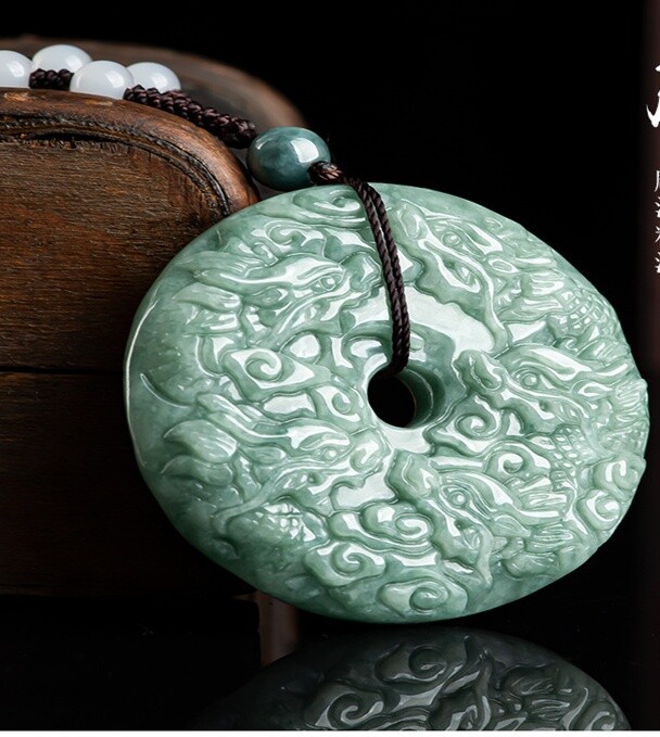 Jade Dragon Necklace Pendant Peace Buckle Jadeite Necklace Men Women JewelryGift