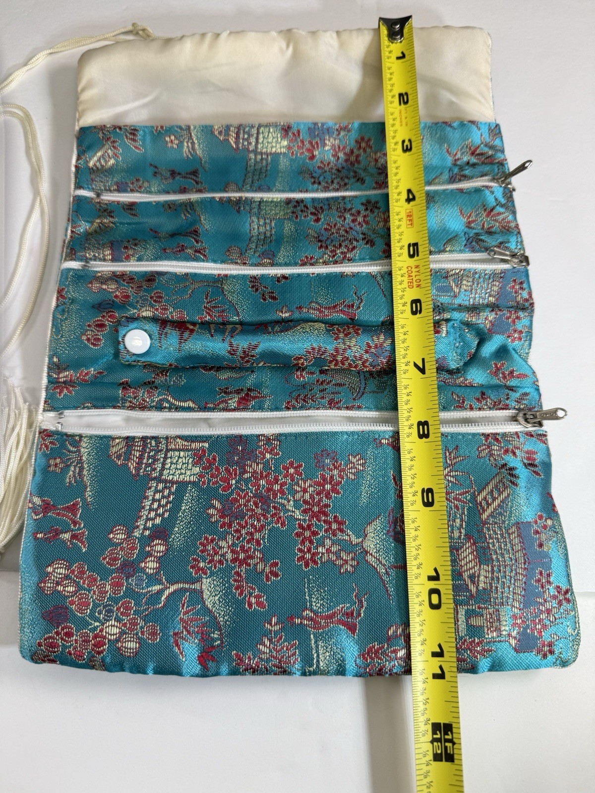 Turquoise Blue Travel Jewelry Organizer Roll Foldable Jewelry Storage Holder