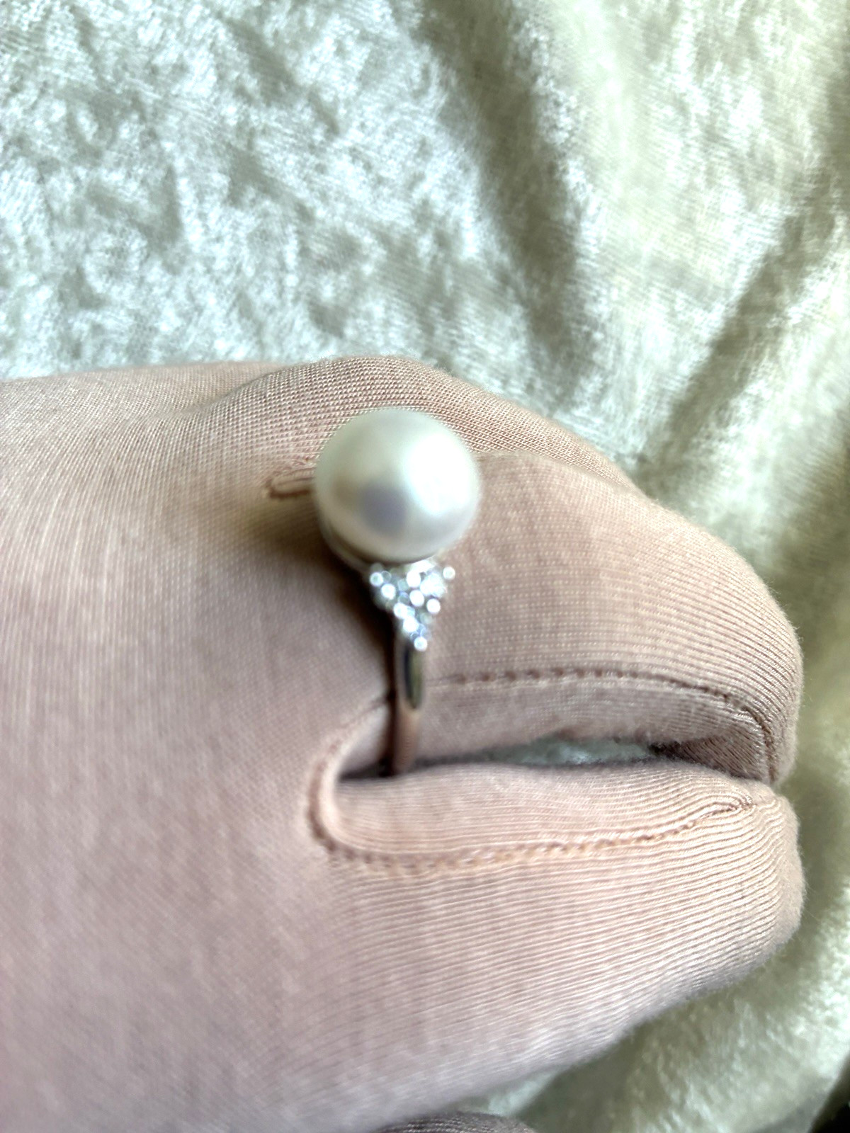 HONORA CULTURED PEARL WITH DIAMONIQUE CZ GEMSTONE RING, SIZE 11 (M5059-62)